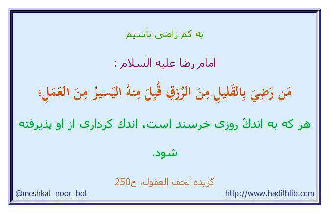 حدیثی از امام رضا در موردراضی